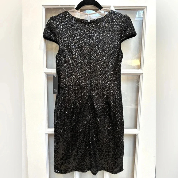 Aidan by Aidan Mattox Cap Sleeve Sequin Plunging Cocktail Dress Size 6 NWT - Picture 8 of 15